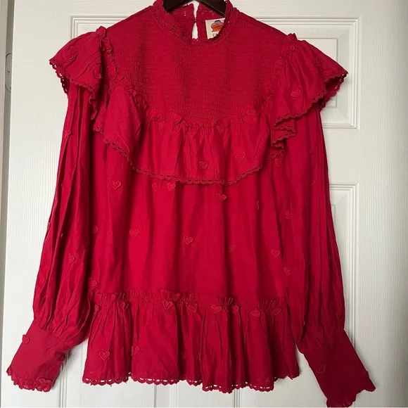 FARM Rio Red Ruffled Blouse - Picture 2 of 10